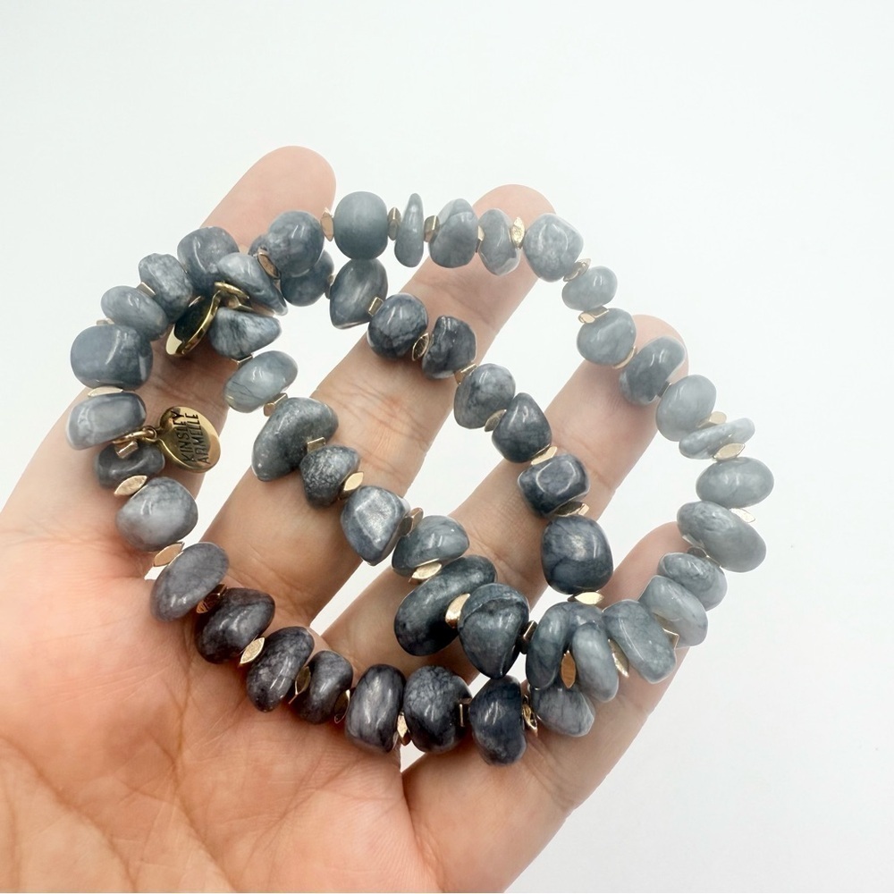 Kinsley Armelle Elegant NAVY BRACELET ANGELITE Gemstone Bracelet Two Sets